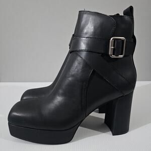 NEW Jeffrey Campbell Amuse Ankle Bootie Womens 10 Black Leather Platform Heel